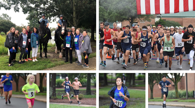 A collage of runners from the Run, Walk, and Blue event