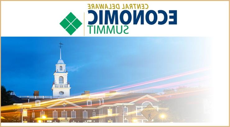 Central Delaware Economic Summit logo and a photo of the capitol building in Dover, Delaware